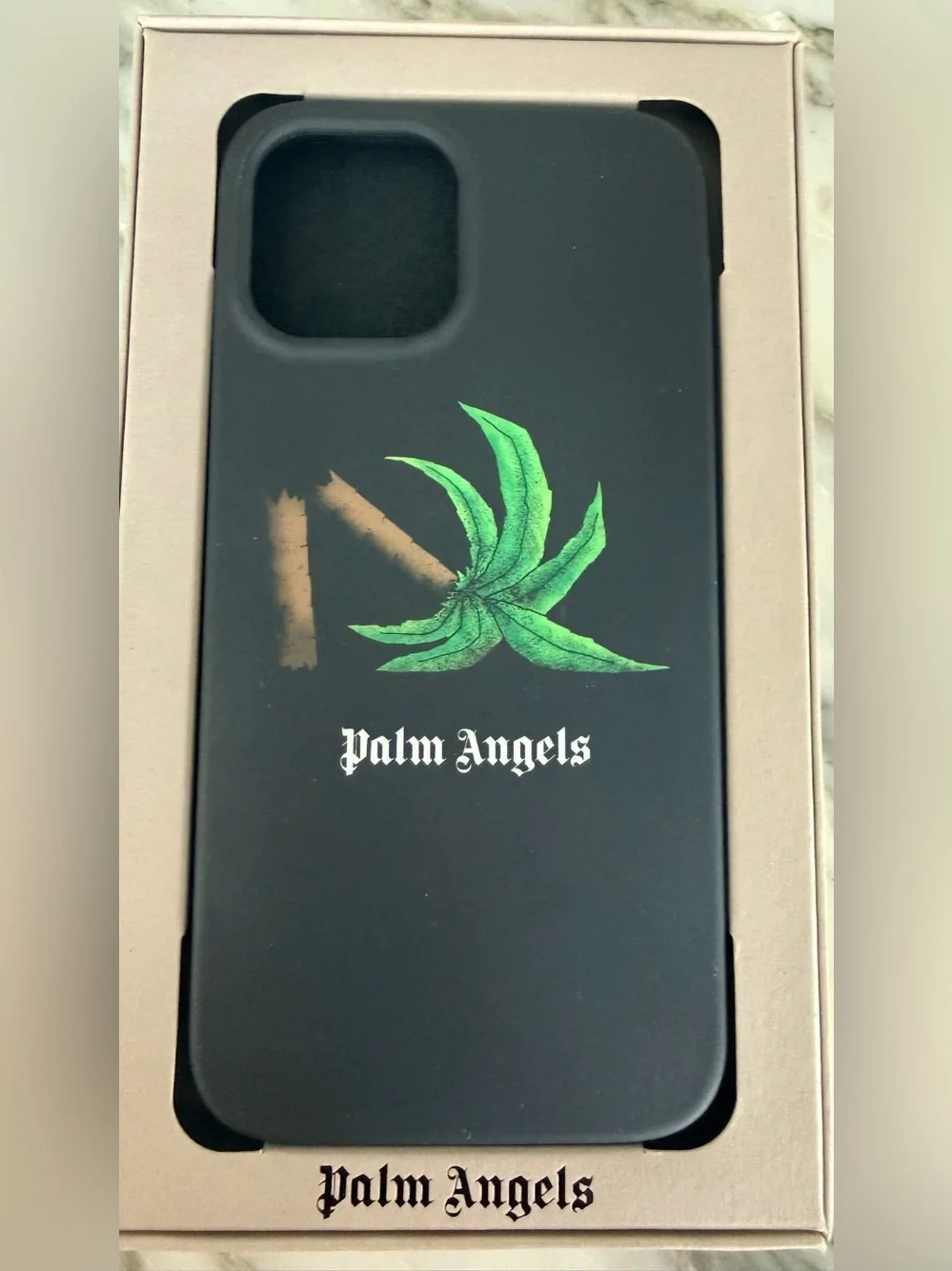 Palm Angels Broken Palm Black 13 Pro Phone Case with Green Palm Graphic NIb